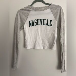 Abercrombie & Fitch Gray and White Raglan Crop Top